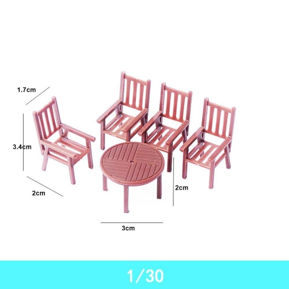 1Set Indoor House Materials 1:30/1:50/1:75 Scale ABS Round Table Chairs