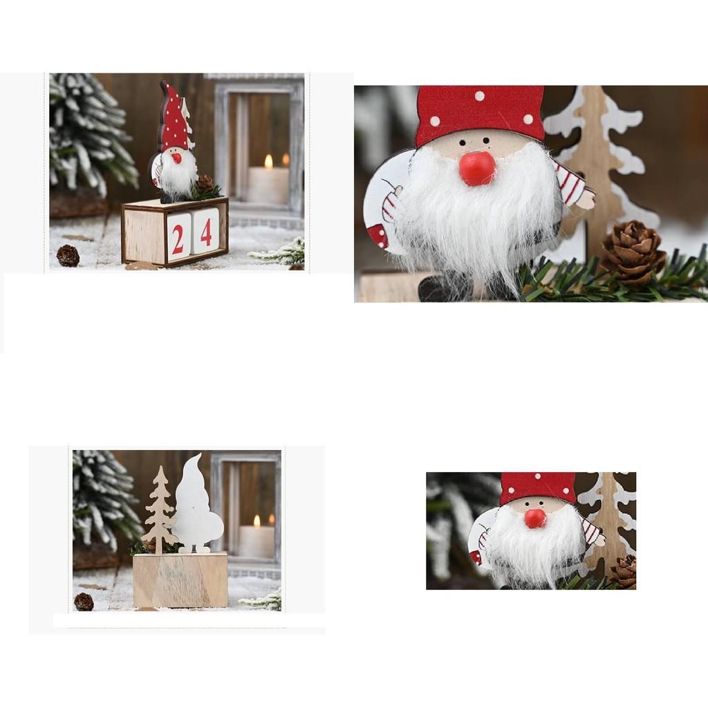 Charming Wooden Pinecone Advent Calendar Santa Figurine With Red Hat For Christmas Decor