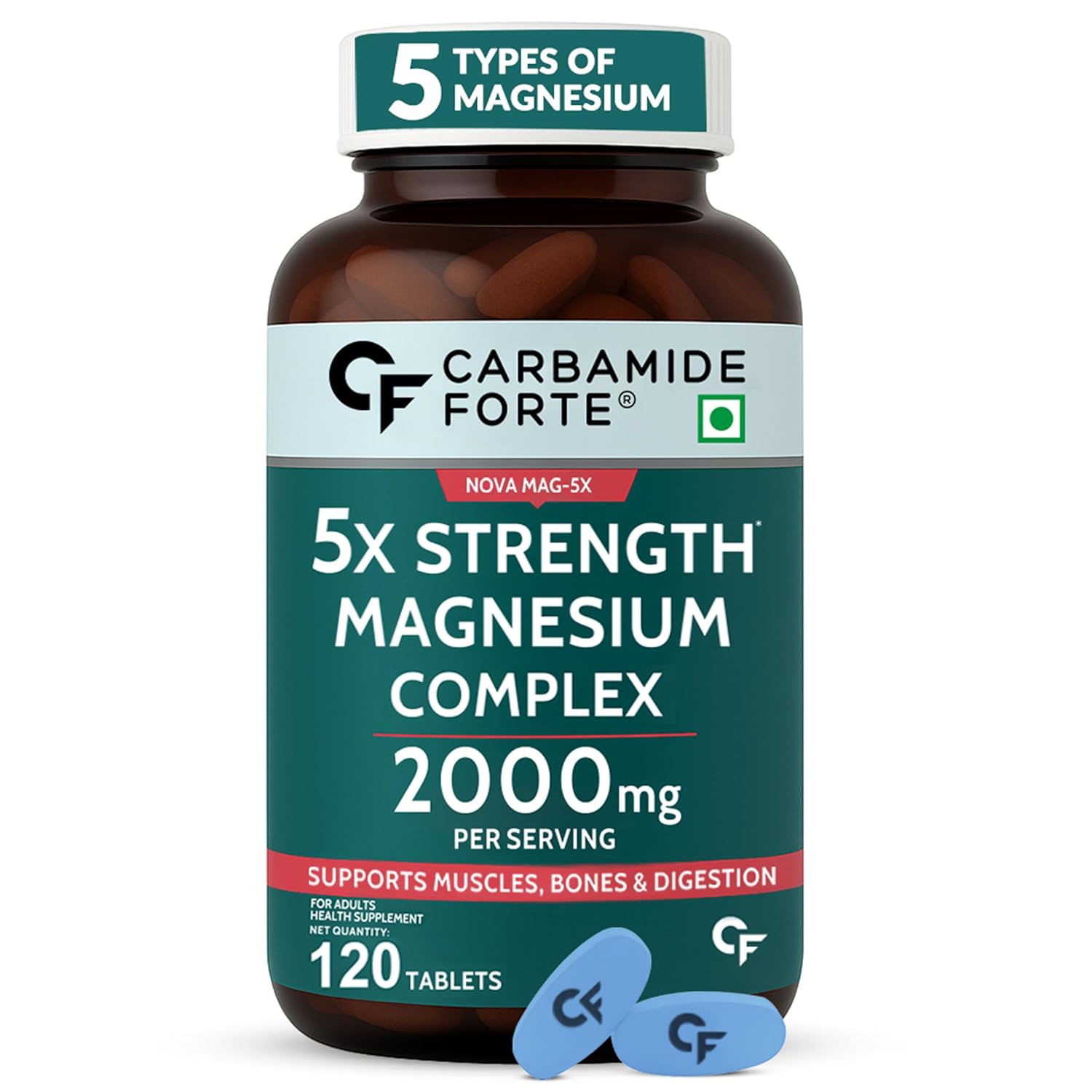 

Carbamide Forte 5X Strength Magnesium Supplement 2000mg Per Serving 120 Tablets with Triple Mineral Complex
