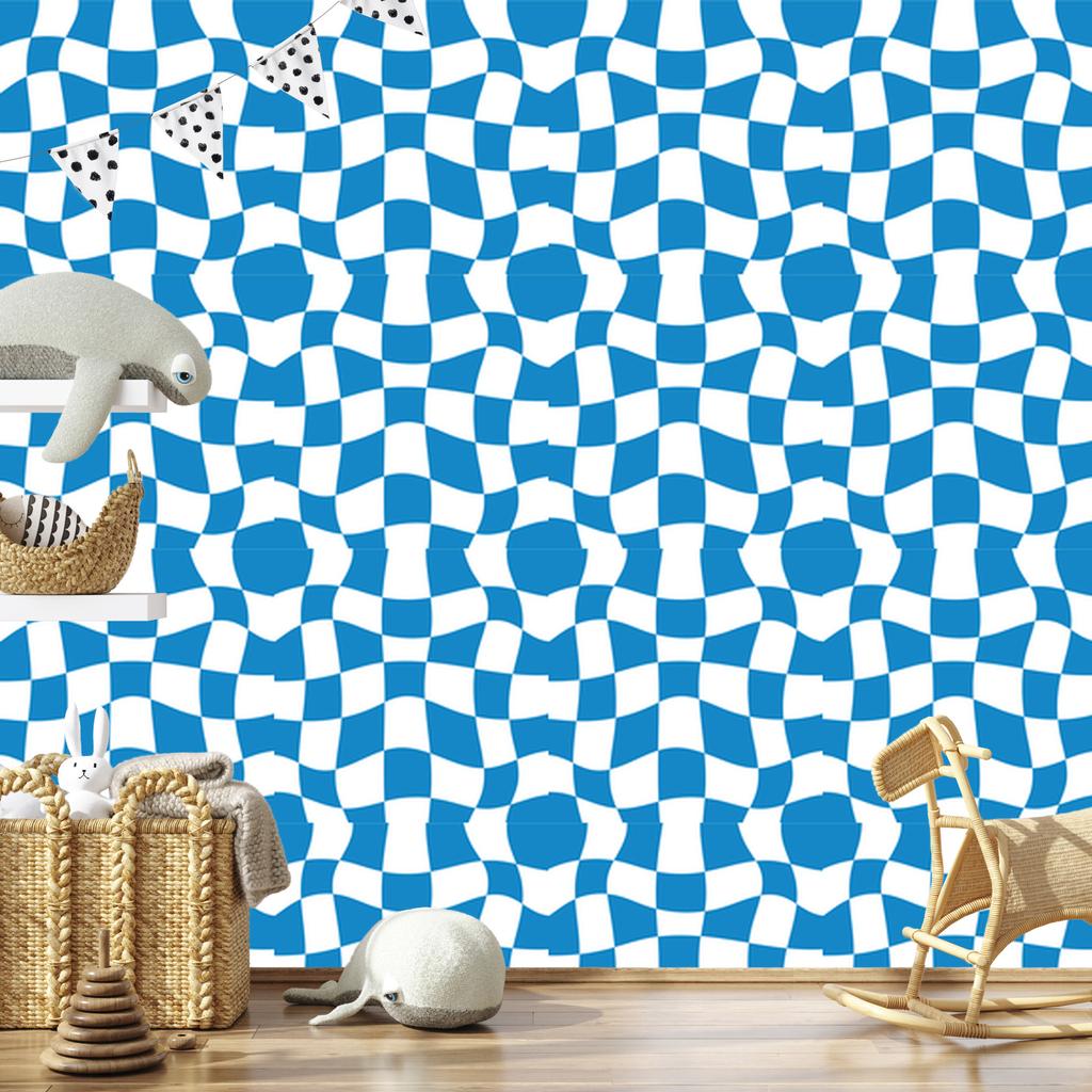 Wallpaper Free checkerboard blue and white, azure background 50x1000