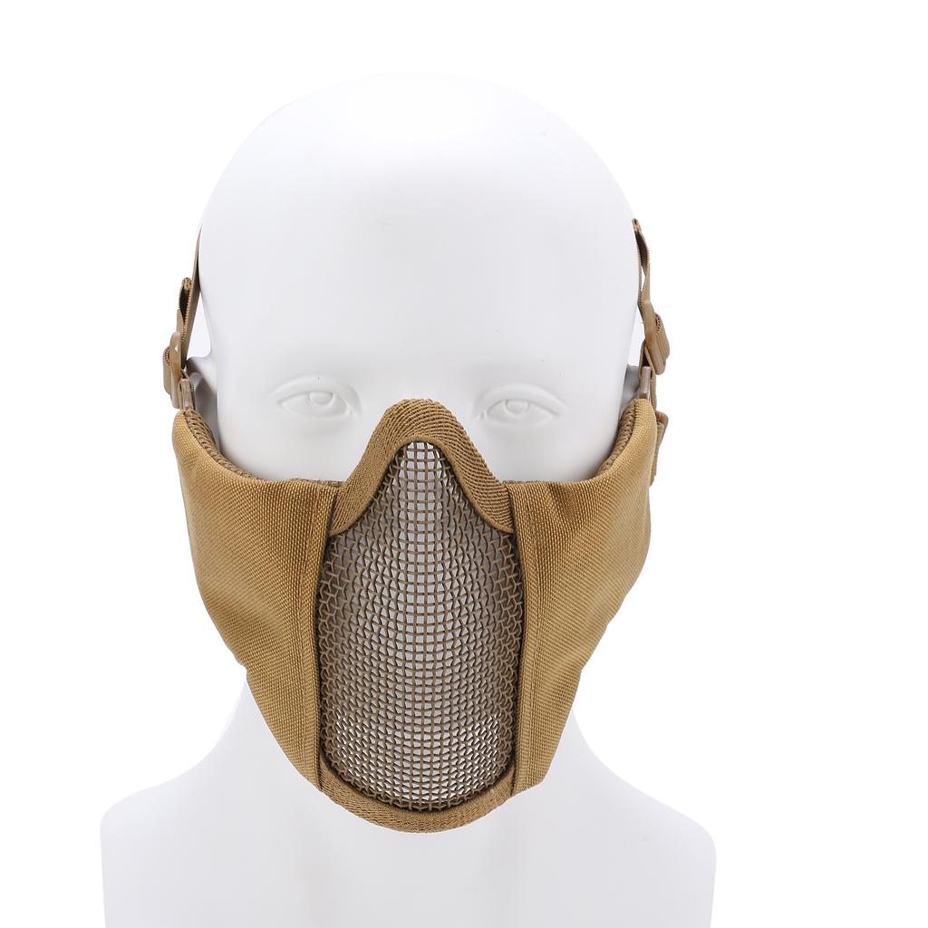 V10 Half Face Steel Mesh Breathable Protective Face Guard Competition Protective Cycling EquipmentKhaki