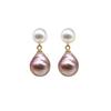 Classic Double Bead Baroque Stud Earrings Purple Special-shaped Pearl Ins Retro Texture Water Drop Pearl Earrings Extravagant