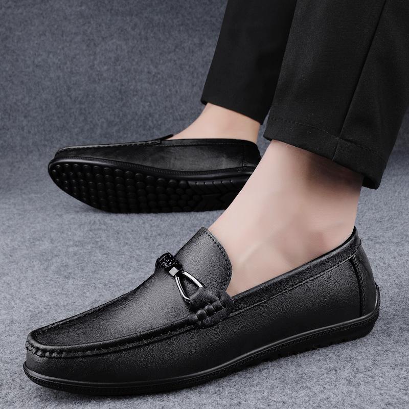 Fashion Men Handmade Leather Loafers Genuine Leather Slip on Casual Driving Flats Comfortable Male Business Shoes Male Dress Footwear