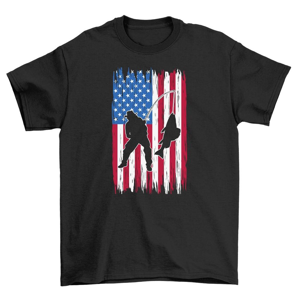 

Skateboarder Silhouette on Stars and Stripes T-shirt - Patriotic Skater Shirt, U 4XL