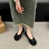 Flat-bottomed temperament silver sequined single shoes fairy shoes 2024 autumn new French black gentle evening shoes