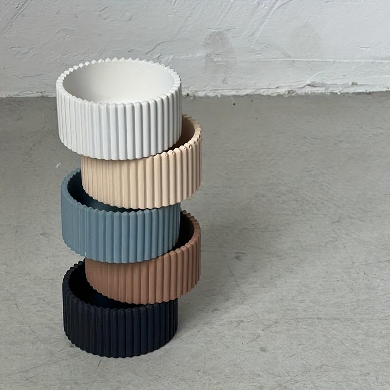 1pcs Silicone Mold for a Striped Candle Jar, Gypsum Concrete Storage Box Mold for Resin