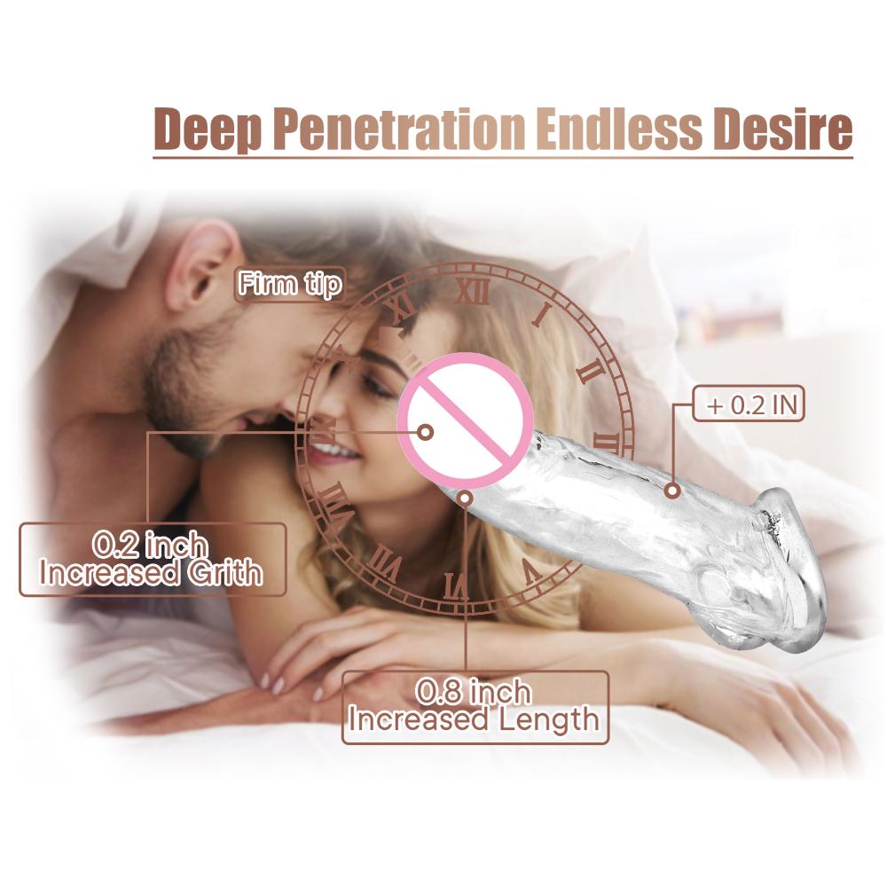 3 Size Reusable Condom Penis Sleeve Cock Ring Penis Extender Male Penis Enlarger Adult Sex Toys for Men