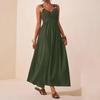 Abito Lungo Estivo da Donna Senza Maniche Scollo a V Vita Stretta Spiaggia Vacanza Casual Svasato Linea ad A Abito Lungo Maxi