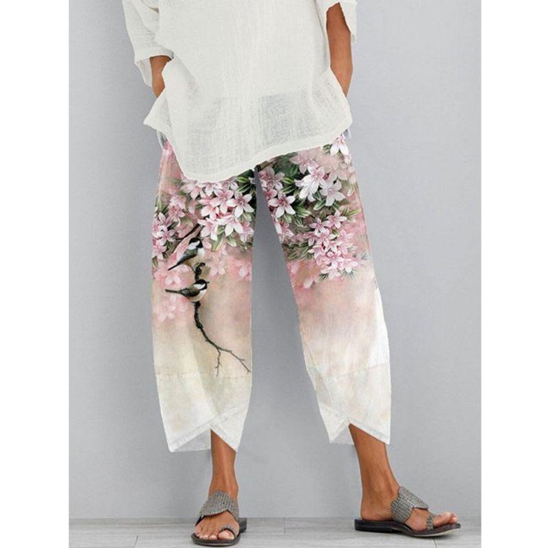 

Floral-Print Slouchy Cropped Trousers Florals Print Loose Casual Cropped Pants ysx9152-2 L