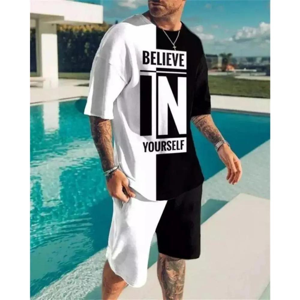 Summer Demon OX Smiling Face Pattern Men's Shorts Sets Casual Street T Shirts+Shorts 2PCS Outfits 3D Print O-Neck Tracksuit Suit