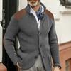 Men's Cardigan Color-Blocked Slim-Fit Stand-Collar Long-Sleeve Knitted Outerwear