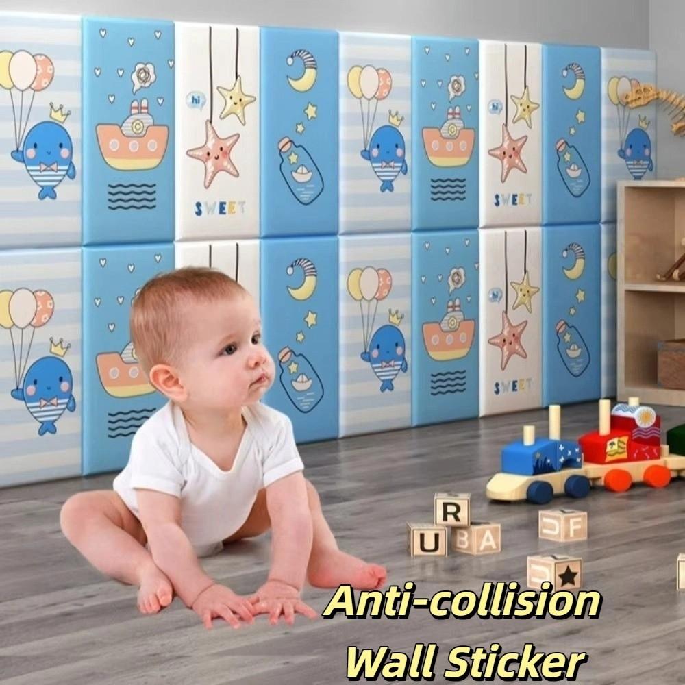 New Anti-collision 3D Wall Sticker Cute Cartoon Self-adhesive Soft Cushion Thicken Waterproof Wall Mat Pad Kids Bedroom