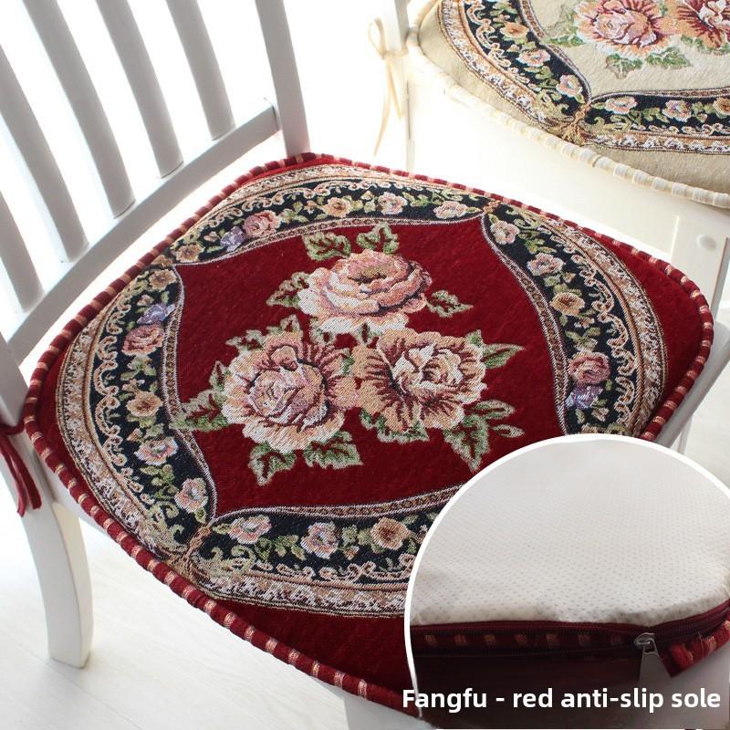 Chenille Non Slip Chair Cushion With Floral Pattern For Home Dining And Office