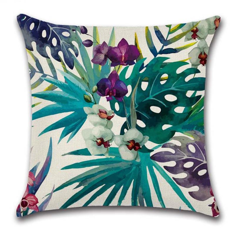 Tropical Plant Square Pillowcase Car Sofa Office Chair Pillowcase Simple Home Decoration Accessories