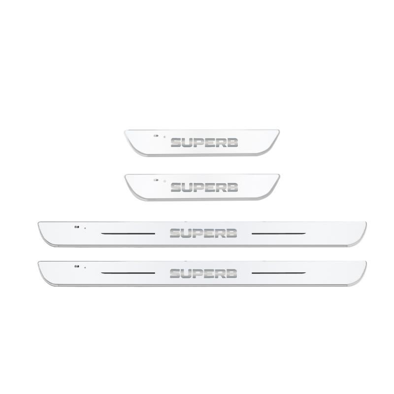 Car Door Light Projector Lamp Customized Car Logo Luminous LED Welcome Pedal Scuff Plate For Skoda Superb 3 Estate 3V3 3V5 3T5 2