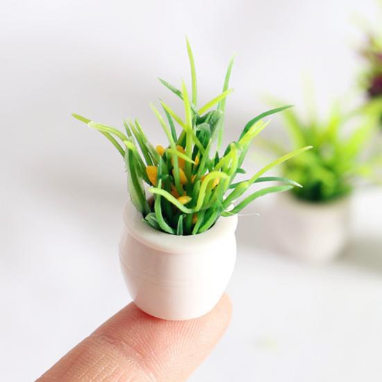Mini Plant Model 1/12 Scale Doll Houses Plants Realistic Micro Plastic Pots for Doll Houses Garden Accessories Fairy Garden Patio Decor Miniature