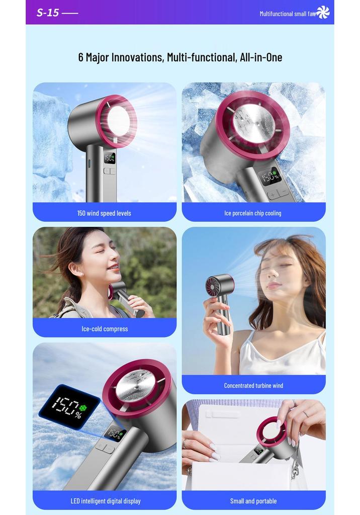 2025 TK-150 Handheld Fan: High-Speed Cooling with Ice Pack & Strong Wind
