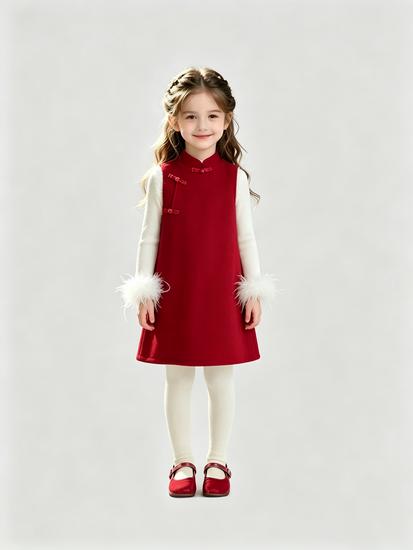 Girls' Chinese Style Autumn/Winter Outfit Set