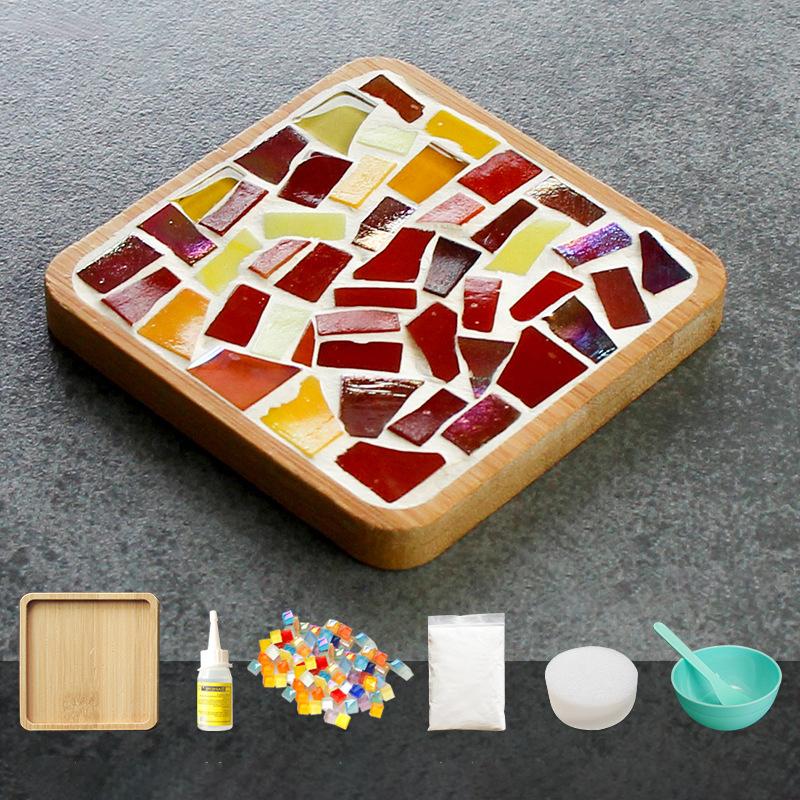 Handmade Diy Mosaic Cup Mat Bottom Bamboo Pad Early Education Free Creation Handicraft Toys