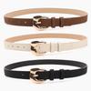 Pin Buckle Closure PU Leather Belt Gold Alloy Buckle Fashion Ladies Belt  For Women