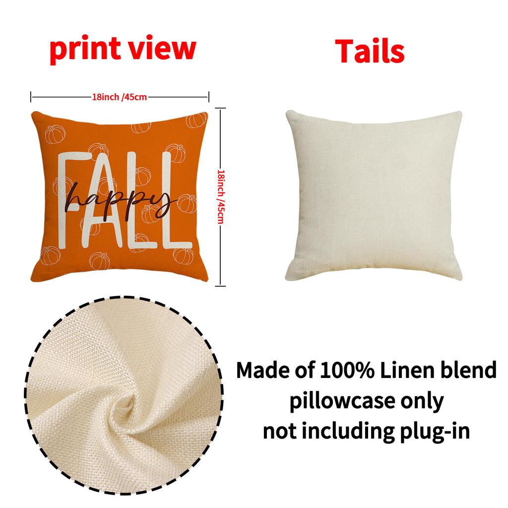 Autumn New Maple Leaf Pumpkin Pillow Cover Farmhouse Harvest Atmosphere Arrangement Linen Pillow Cover Living Room Sofa Cushion Cover