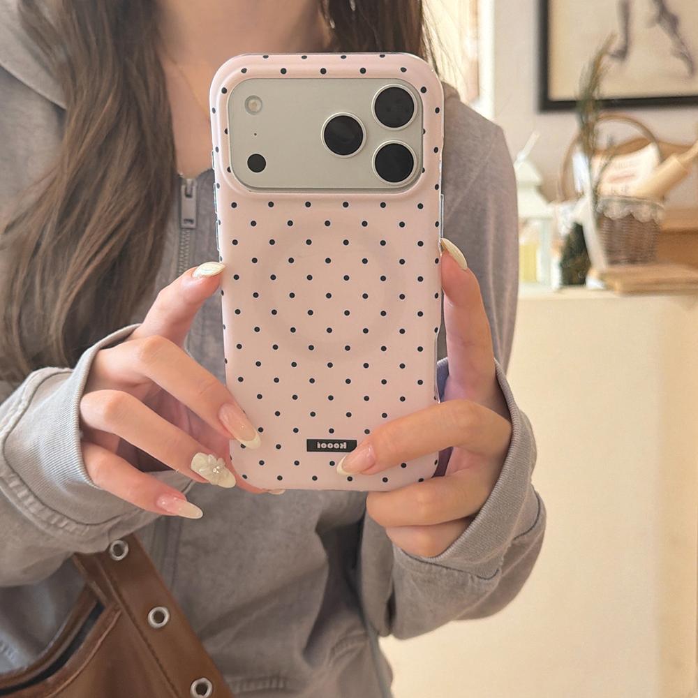 Urocze etui magnetyczne na telefon w kropki w stylu INS, małe, świeże, dla For Iphone 13 14 1 16 17ProMax, odporne na wstrząsy, z możliwością ładowania bezprzewodowego, dla