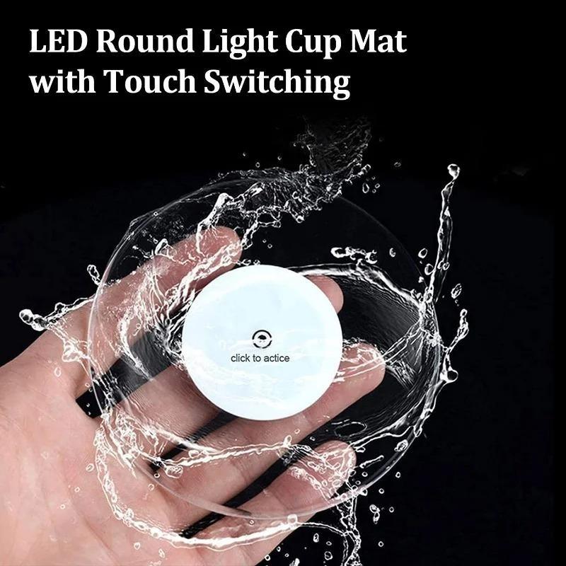 LED Leuchtender Untersetzer Flaschenaufkleber Tischset, Bunter Blinkender Lichtring für Bar Nachtclub Party Stand Getränkedekoration