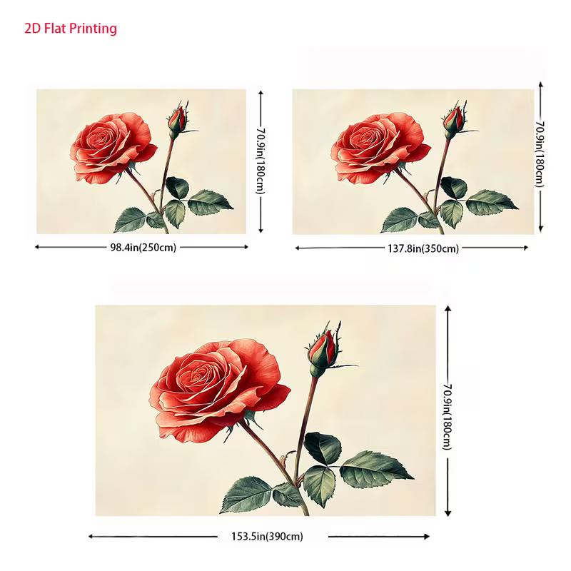 2D Vintage Red Rose Background Cloth Romantic Flower Banner