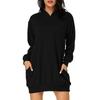 Women's Long-sleeved Pocket Pullover Hoodie Dress Waist Sweatshirt Solid Tops