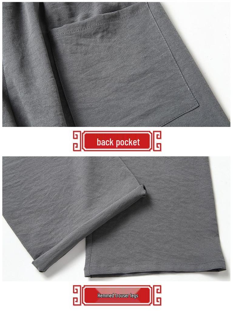 Men's Chinese Style Tang Suit Grandpa Shirt & Pants Set - Ethnic Hanfu for Middle-Aged & Elderly