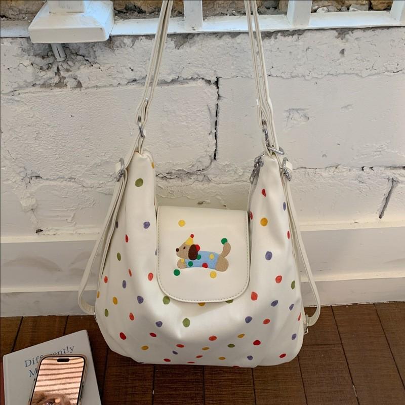 Pu Small Dog Shoulder Bag With Colorful Polka Dots For Daily Use And Casual Outings