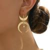 Bohemian Gold Color Asymmetrical Crescent Moon Bead Charms Dangle Earrings for Woman Korean Geometric Designer Jewelry Colorfast