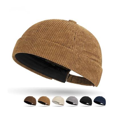 Stickerei Cord Kordelrandlos Matrosenmütze Umgeschlagener Rand Vintage Beanie Mütze Lässig Docker Beanie Sturmhauben Herren Damen Fisch