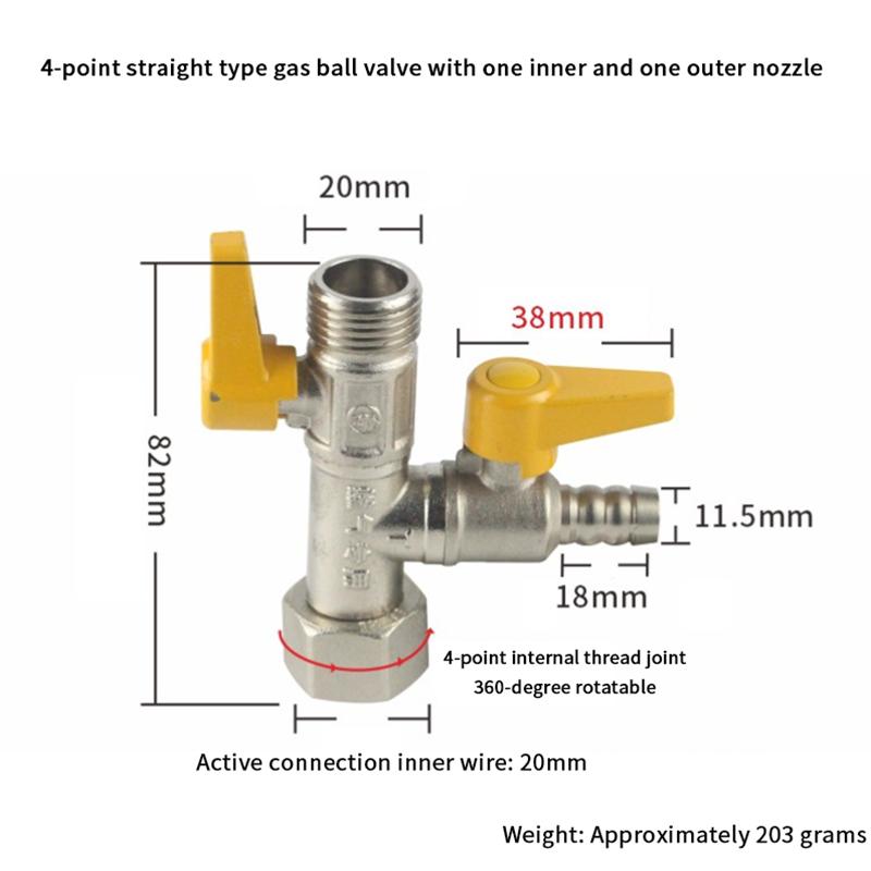 Brass Connector Valve Hose Adapter with 3-Way Switch Valve, Perfect for Water Diverter Shower Heads