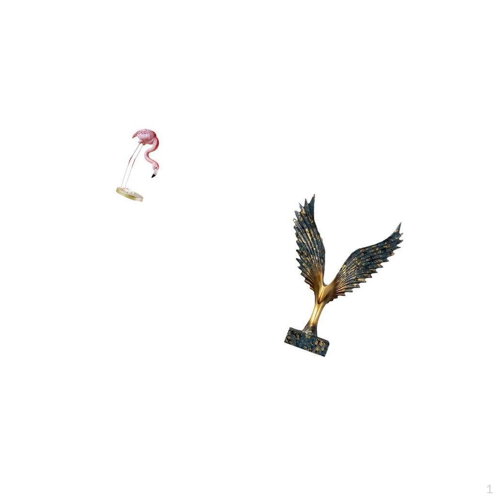 Flamingo Winged Resin Sculpture Modern Figurine Feng Shui Ornament for Home Garden Fireplace And