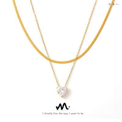 18K Gold-Plated Zircon Pendant Clavicle Chain Necklace: Elegant and Trendy Titanium Steel for Women