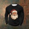 Herren Weihnachts-Print Rundhals Langarm Tops Herren Sport Übergröße Lässige Rundhals Tops