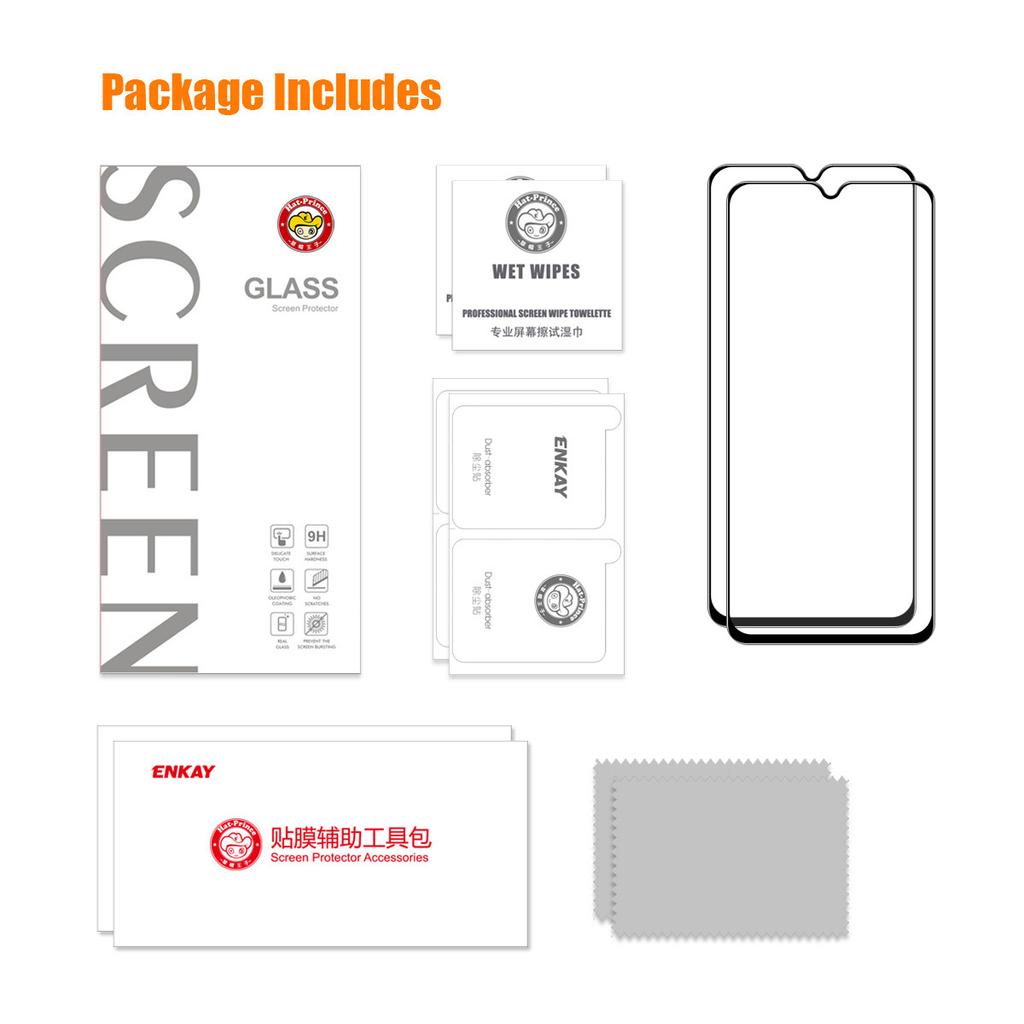 ENKAY HAT PRINCE 2Pcs for Honor Play 30 5G Silk Printing Screen Protector High Aluminium-silicon Glass Film