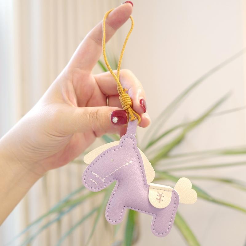 1Pcs Horse Pendant Decoration Trendy Cute Pony Pu Leather Keychain For Ladies Bag Keyring Charm Accessories