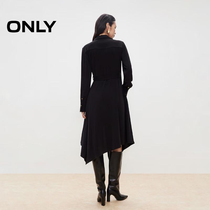 ONLY Women's Asymmetric Hem Long Sleeve Little Black Dress