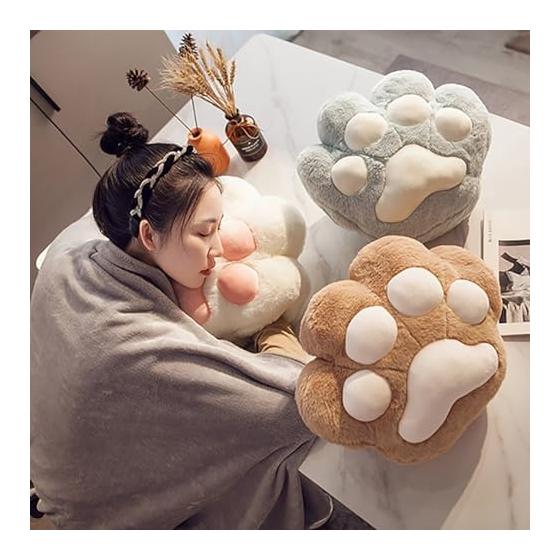 Queen-b Paw Cushion, Fluffy, 40cm X 35cm, Cute, Fluffy Pillow, Nap, with Pocket, Seat Chair, Cushion, Chair, Body Pillow, Backrest, Waist Pad,