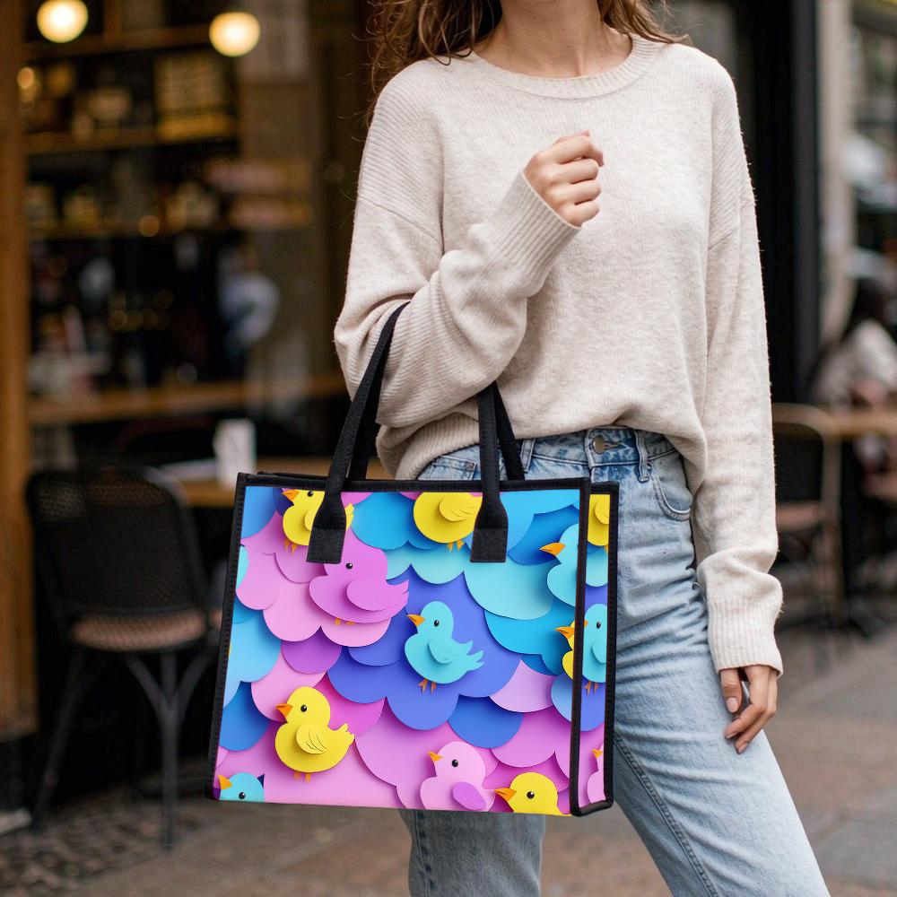 Cute Cartoon Bird Tote Bag Fashion Casual Large Capacity Daily Shopping Shoulder Handbag