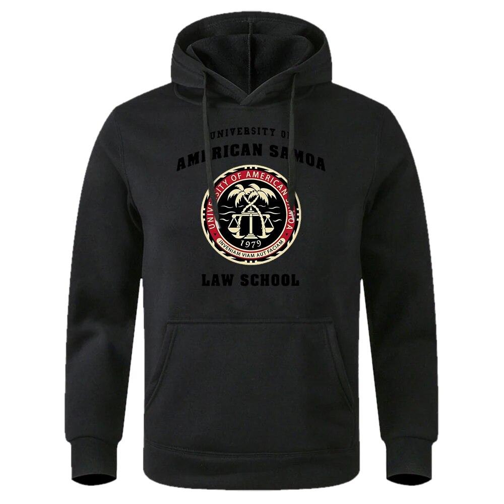 Uniwersytet Samoa Amerykańskiego Szkoła Prawa Bluza unisex z kapturem O-Neck luźna, ponadgabarytowa odzież sportowa sportowa uliczna bluza z kapturem Retro klasyczny dres