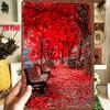 D Flat Pc D Flat Metal Sign Autumn Leaves On a Bench XInXCm Depicts a Serene Scene of Autumn Leaves Covering a
