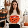 Halloween Pumpkin Woven Storage Basket Cotton Rope Decorative for Home Shelf
