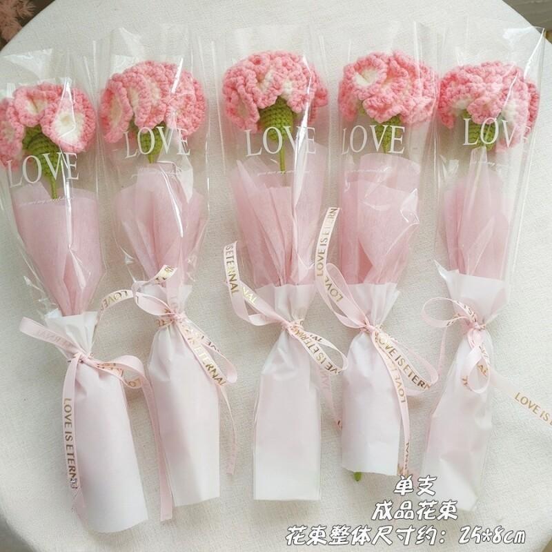 Weaving Flowers Carnations Mother's Day Small Flower Bundle for Girlfriend Knitted Finished Yarn Teacher's Day Gift for Teacher