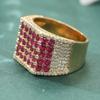 Classic Design Vintage Synthetic Red Zircon Rings For Women Men Luxury High Quality Golden Color Engagement Rings Jewelry Gift