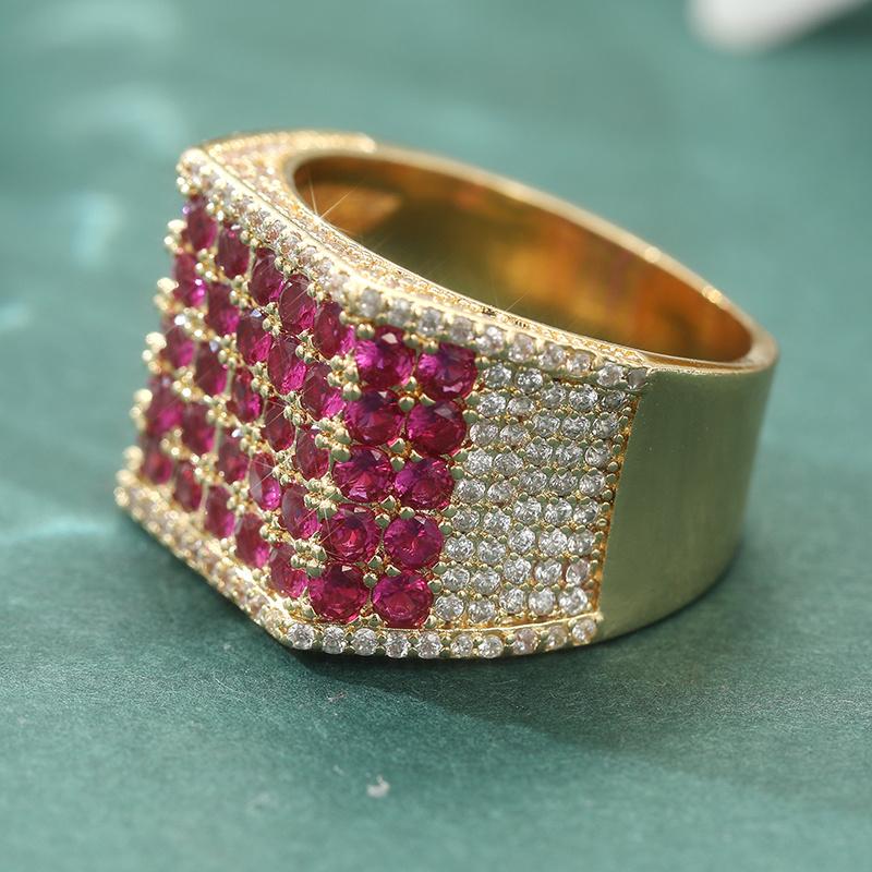 Classic Design Vintage Synthetic Red Zircon Rings For Women Men Luxury High Quality Golden Color Engagement Rings Jewelry Gift