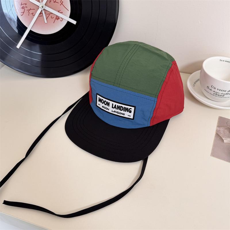 

Color matching quick-drying cap Children s flat brim trendy brand Personality versatile face Small shade Wide brim Baseball cap One size fits all