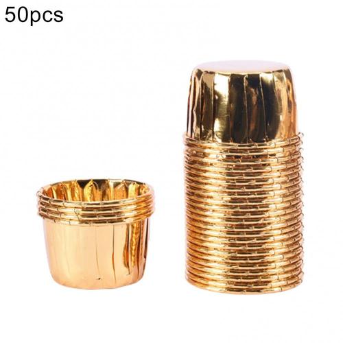 50Pcs Cupcake Paper Cup Oilproof Cupcake Cake Liner Wrappers Golden Muffin Wrapper Paper Baking Supply Birthday Party Decor